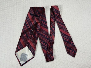 Brioni Seidenkrawatte Azteken inspiriert schräg rot und schwarz 1990er Made in Italy Vintage - Bild 1 von 5
