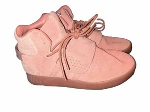 Adidas Tubular Invader Strap Basketball Shoe Kids Size 5 Raw Pink Suede - Picture 1 of 7