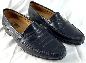 Pitti Leder Schuhe Firenze Herren Dunkelblau Penny Loafer Größe 11 M Hergestellt in Italien - Bild 1 von 20