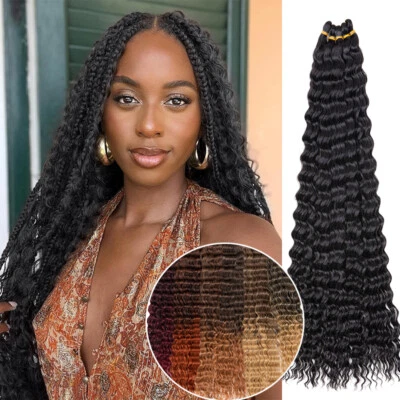 Extensiones de cabello trenzado rizado onda océano ganchillo rizado onda agua torcido Foto 1 de 4