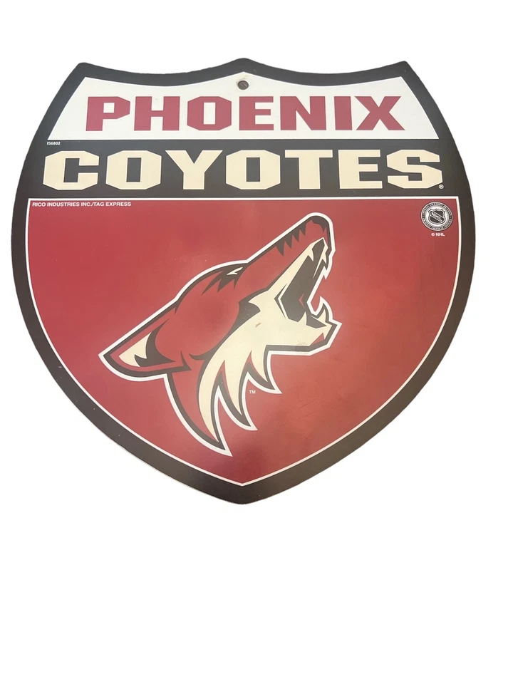 NHL Phoenix Coyotes Rico Industries Inc Logo Hockey Sign Man Cave Sports Room - Image 1 of 3