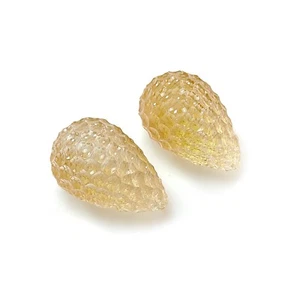 Par de lágrimas de piedras preciosas de citrino amarillo natural sin tratar 61,70 quilates tallado 24 mm - Imagen 1 de 6