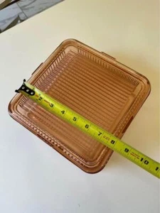 Vintage rosa Kühlschrank Glas 8" eckig Bundesglas Depression 40er 50er Jahre - Bild 1 von 8