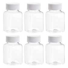 12Pcs 100ml Plastic Reagent Bottles Empty Square Containers with Screw Cap Clear