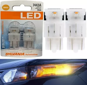 Sylvania Premium LED Light 7444 Amber Orange Two Bulbs Front Turn Signal EO Lamp - Picture 1 of 12