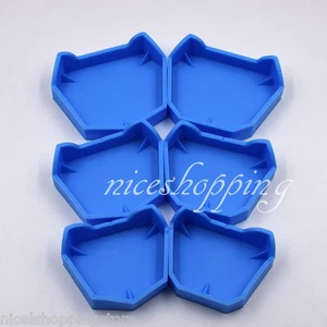 6 Pcs Rubber Dental Lab Plaster Model Former Base Molds Tool Tray Blue Silicone  - Picture 1 of 12