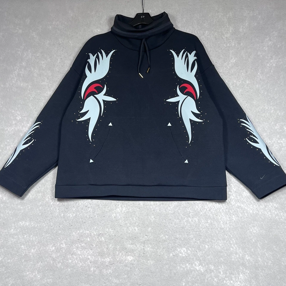 Nike Sudadera Mujer M Negra Boutique Floral Cuello Embudo Pullover BV4536 010 Foto 1 de 4