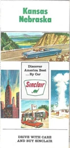 1967 SINCLAIR OIL Road Map KANSAS NEBRASKA Omaha Route 66 Turnpike Gas Stations - Picture 1 of 4