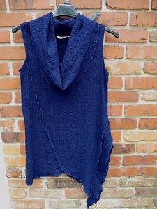 Soft Surroundings XS blue crinkled fabric cowl neck sleeveless tunic EUC - Picture 1 of 11
