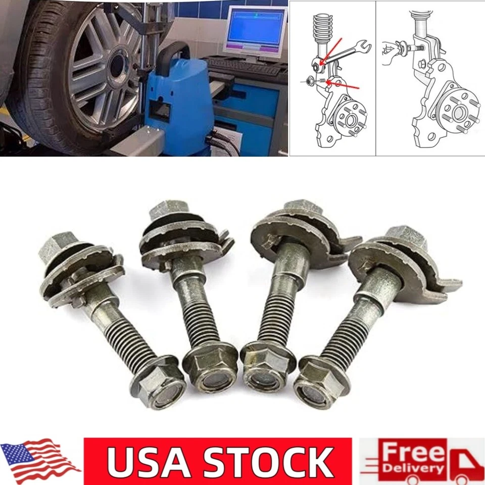 4 Bolts 15MM ADJUSTABLE CAM BOLTS KIT FRONT Left & Right CAMBER ALIGNMENT SET - Image 1 of 4