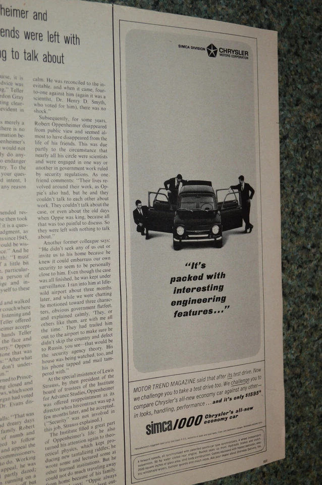 SIMCA 1000 1967 anuncio impreso original grande 67 Foto 1 de 1
