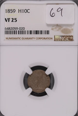 1859 Seated Silver Half Dime NGC VF-25 #9-020 Cover