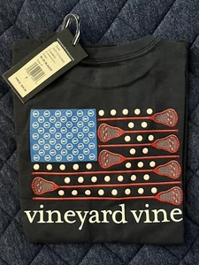 Vineyard Vines Boys Blue Blazer Lacrosse Flag Whale Short Sleeve Pocket T-Shirt - Picture 1 of 2