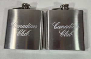 Pair Of Canadian Club Hip Flask Stainless Steel - Picture 1 of 4