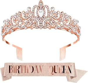 Faja y tiara de reina de cumpleaños para mujer - Juego de corona y diadema - Imagen 1 de 12