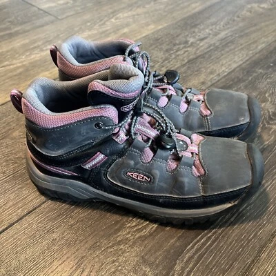 KEEN Targhee Mid Waterproof 1020131 Hiking Boots Black Raven Youth Girl's Size 4 - Image 1 of 4