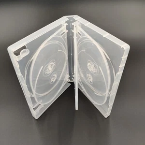 1 X 8 WAY DVD CASE SUPER CLEAR 27MM SPINE - FILM GAME BLUE RAY DVDS WITH SLEEVE - Afbeelding 1 van 4