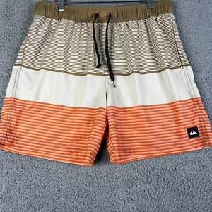 O'Neill Boardshorts Men L Brown Orange Stripe Swim Bathing Suit Trunk Surf Skate - Picture 1 of 18