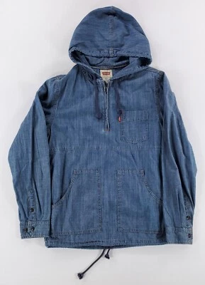 Levi's 1/4 Cremallera Sudadera con Capucha Cordón Manga Larga Denim Cambray Para Hombres S Foto 1 de 4