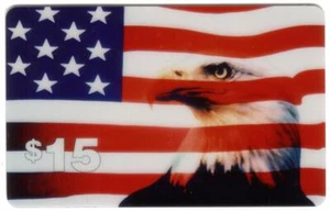 15 $. (22 Minuten) American Eagle & Flagge (abgelaufen) Telefonkarte - Bild 1 von 1
