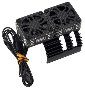 NHX RC 1/8 Twin Cyclone Alum HV Cooling Fans wCover 28000 RPM Motor Heatsink Blk - Picture 1 of 6