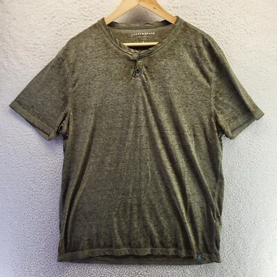 Camiseta Henley de Dos Botones Cuello Muesca Verde Grande Para Hombres Lucky Brand Burnout Foto 1 de 4
