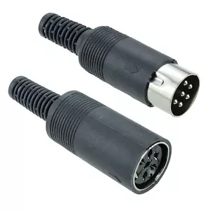 Pair 6-Pin DIN Plug + Socket Connector - Picture 1 of 1