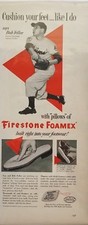 1952 Firestone Foamex Bob Feller Cleveland Indians Photo Vintage Print Ad