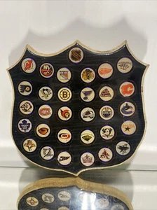 Labatt's NHL Bottle Caps Display Complete Hockey Team Logo Shield Set Covered - Picture 1 of 17
