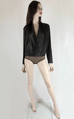 LA PERLA Silk long sleeve bodysuit with snap closures CHOCOLATE AU 12 Foto 1 de 2