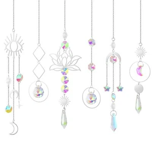 Suncatcher crystal Hanging Sun Catcher Prism with Chain Pendant Ornament Crys... - Picture 1 of 8