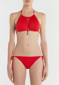 Costume da bagno triangolo in vetro smaltato La Perla 38B e cravatta laterale L rosso nuovo con etichette $260 - Foto 1 di 5