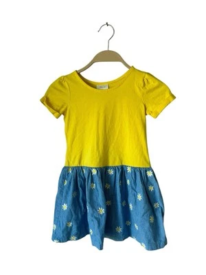 Vestido margarida Hanna Andersson tamanho 110 EUA 5 azul/amarelo meninas - Imagem 1 de 3