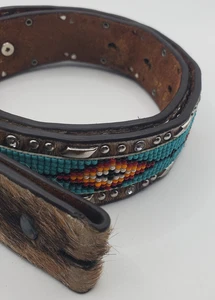 Ariat Western Belt Girls Unisex 24 Native Beaded Cow Hair Leather A1302602 - Picture 1 of 15