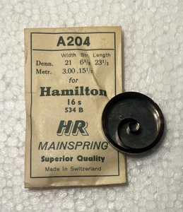 VINTAGE POCKET WATCH MAIN SPRING MAINSPRING HAMILTON SIZE 16 16S S16 NOS A204 - Picture 1 of 1