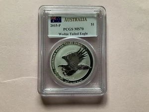 2015 Australien Wedge Tailed Eagle 1oz Silbermünze PCGS MS 70 in sehr gutem Zustand - Bild 1 von 3
