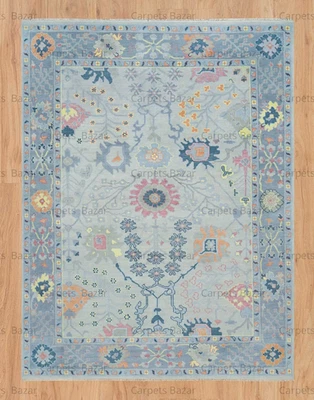 OFERTA 9X12 Alfombra de lana Oushak anudada gris claro | Alfombras de diseño | Alfombras de dormitorio Foto 1 de 4