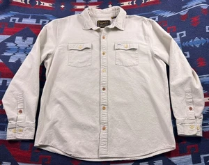 Howler Brothers Flannel Thick Shirt Mens L Outdoor Shacket Button Pockets Ivory - Picture 1 of 14