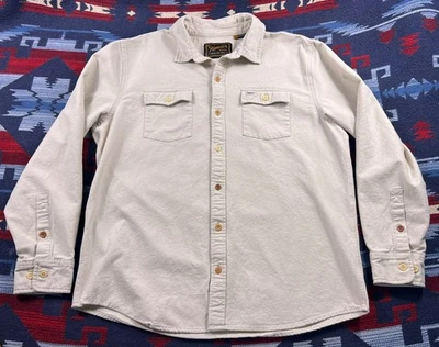 Howler Brothers Flannel Thick Shirt Mens L Outdoor Shacket Button Pockets Ivory - Image 1 of 4