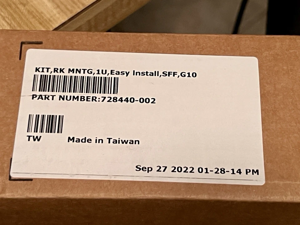 HP Sliding Ready Rail Kit, RK MNTG, 1U, Easy Install, SFF, G10 PN: 728440-02 - Image 1 of 1