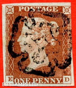 SG. 8L. B1 (1)tam. BS26. " ED ". 1d Red Brown. Plate 37. A fine used exam B75136 - Picture 1 of 1