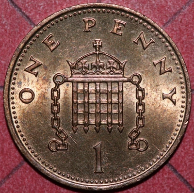 Gran Bretaña 1986 Corona de un centavo Portcullis - Moneda extranjera 20,23 mm Foto 1 de 2