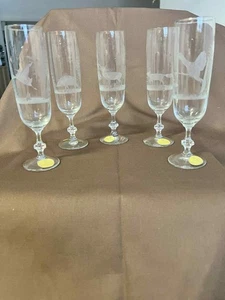 Juego de flautas de cristal grabadas para vida silvestre X5 caza beber vasos de caza alemanes Siegmar - Imagen 1 de 12