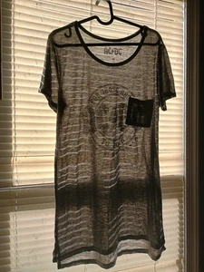 ACDC Paper Thin Burnout Worn Gray Thrashed Distressed T-Shirt M WIP Long - Picture 1 of 7