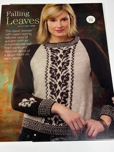 Falling Leaves Sweater Knitting Pattern S-2X Magazine Pages - Picture 1 of 3