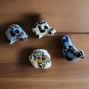 Vintage Tonala Mexican Folk Art Pottery Miniatures Lot of 4-Bird Turtles & Frog - Picture 1 of 22