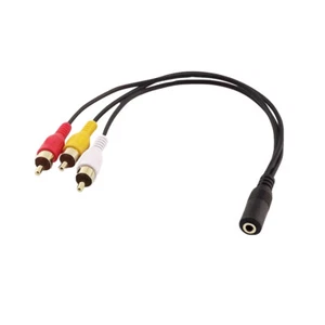 3.5mm Female Adapter Cable to 3 RCA Male Plug AV Composite Audio Connector Cord - Picture 1 of 5