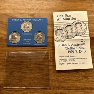 Susan B. Anthony Dollar First Year All Mint Set Littleton Coin Co 1979 P D S - Bild 1 von 4