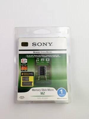 Sony MS-A1GW 1Gb M2 Memory Card Memory Stick Micro M2 +MS Duo & Standard Adapter - Immagine 1 di 4