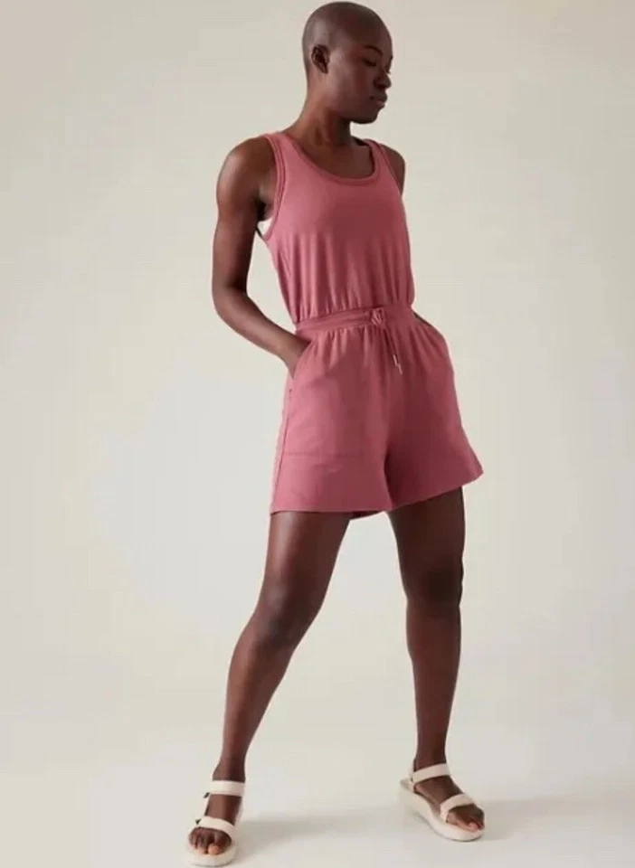 Athleta Balance Sleeveless Romper size LT Large Tall BERRY ROSE #601559